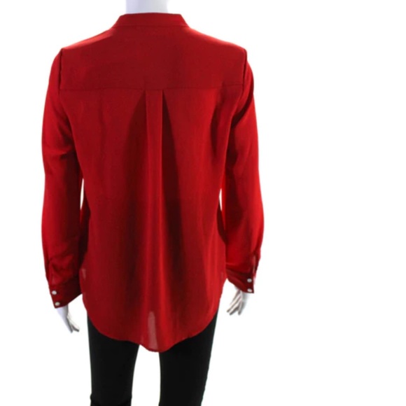 Nanette Lepore Women's Button Down Red Pleated Blouse - Picture 3 of 7
